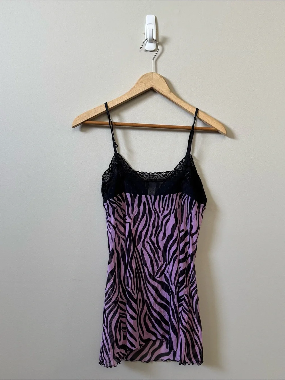 La Senza Y2K zebra print mesh lace slip top - Picture 3 of 4